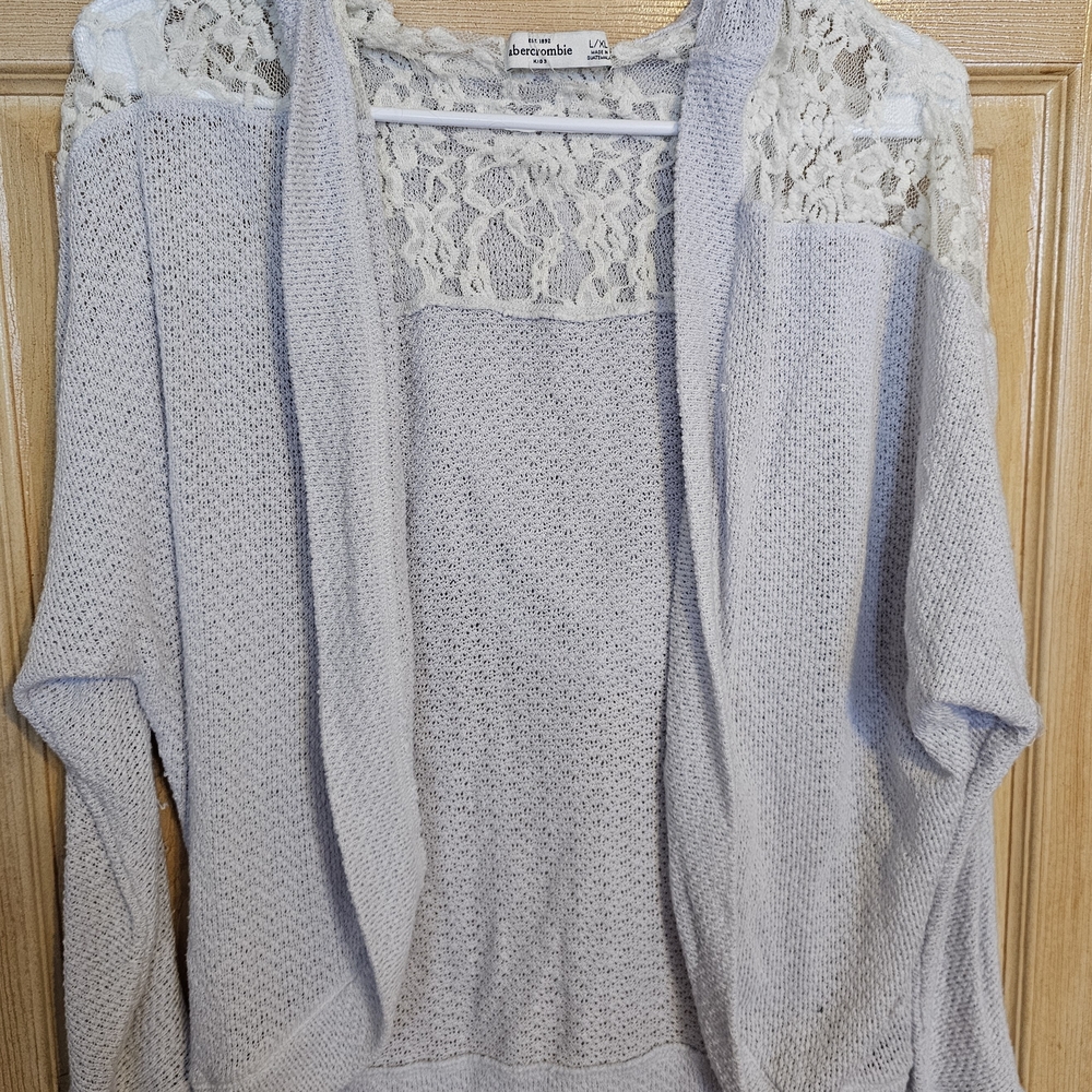 Abercrombie KIDS Lace Detail Cardigan - Light Gray